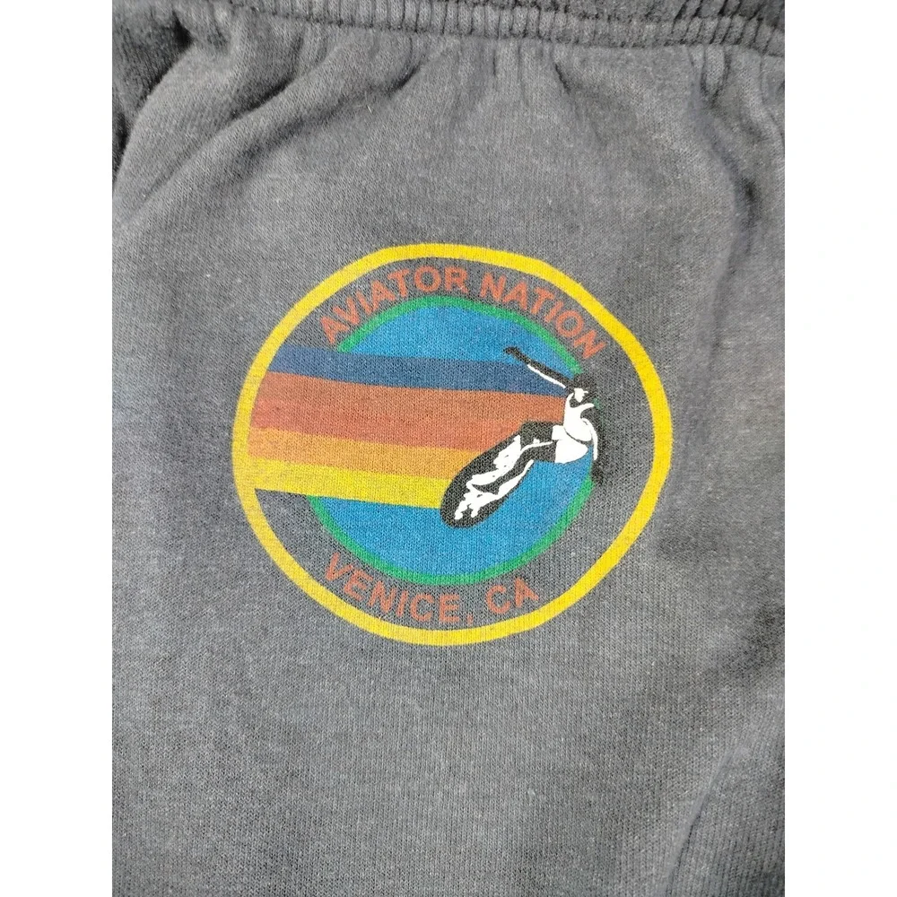 Aviator Nation Venice Sweatpants Youth 12 Gray Fleece Jogger Rainbow Logo